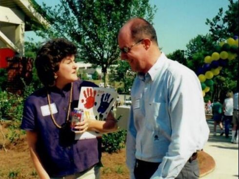 Bruce Brown speaking with Marla Dorrel about Kids Together Playground circa 1994